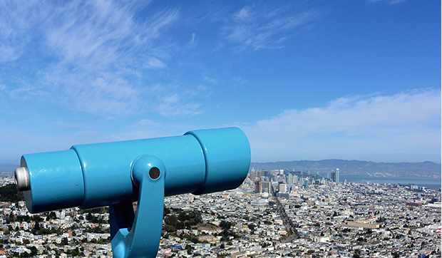 Tower viewer against a backdrop of San Francisco