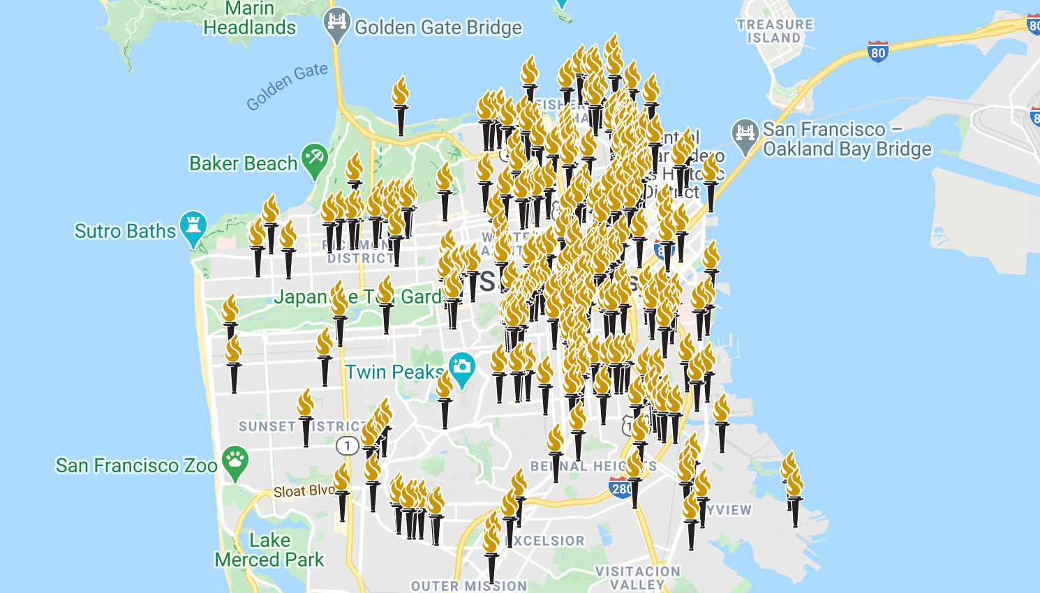 Map of Legacy Business locations